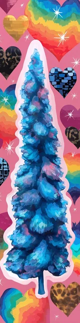 Free printable Christmas bookmarks of a sticker-style Christmas tree